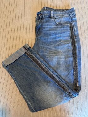 WHBM - Women’s Blue Denim Jeans with Side Sequin Trim